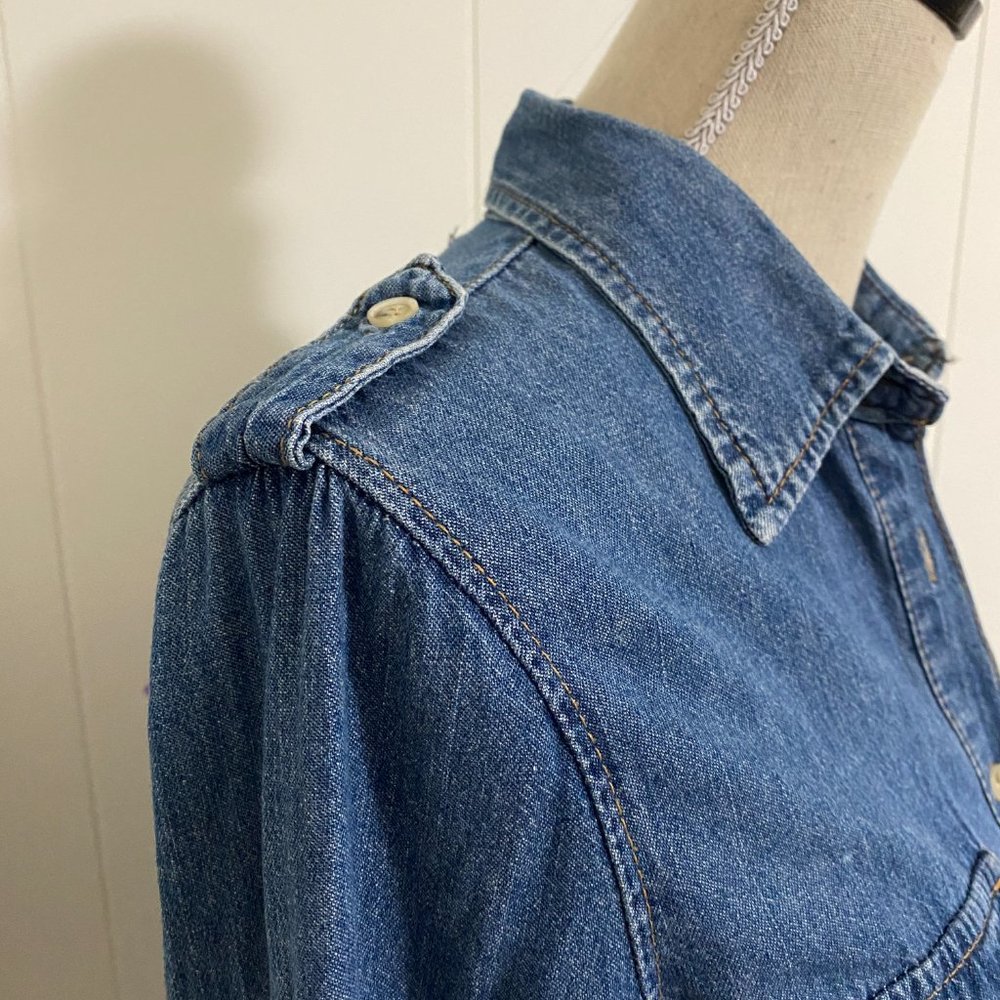 Selvage Women's Denim Chambray Shirt Button Down Long Sleeve Western Size XS/S - Picture 3 of 10